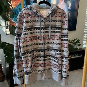 Aeropostale Gray and Red Patterned Hoodie